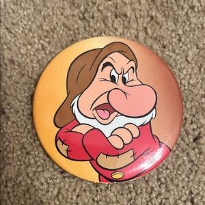 Disney Grumpy Button with Red and Brown